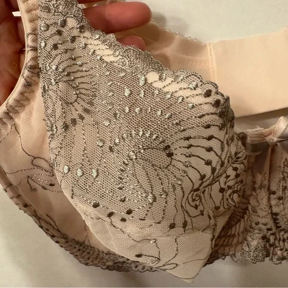 Fit Fully Yours Womens Nicole see -Thru Lace Bra Cloud Pink Size 36G - Picture 5 of 16